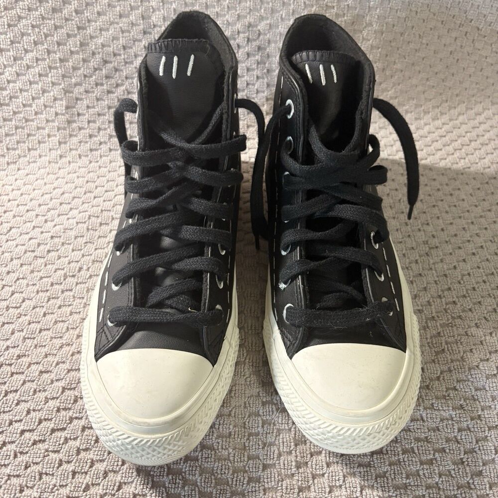Converse All Star Leather High Top Stitched Star Black A07964C Women’s 6